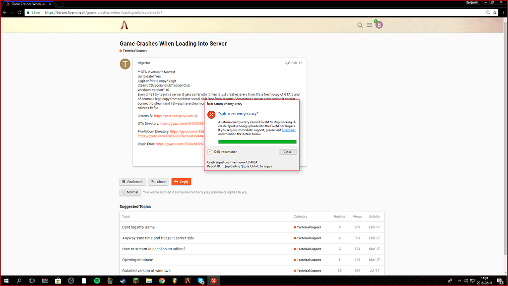 My game crash when i have been in the game for 2 mins - FiveM Client ...