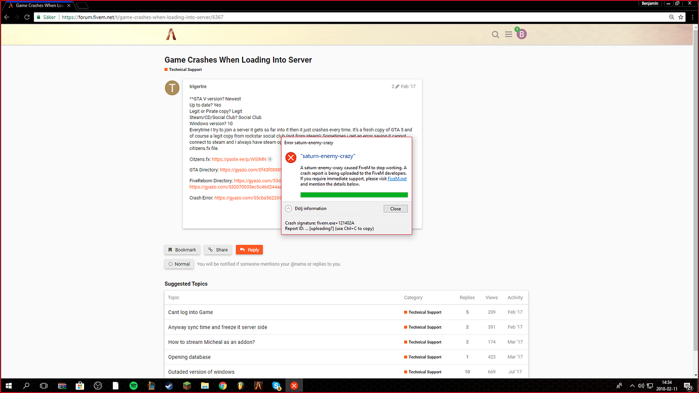 My game crash when i have been in the game for 2 mins - FiveM Client ...