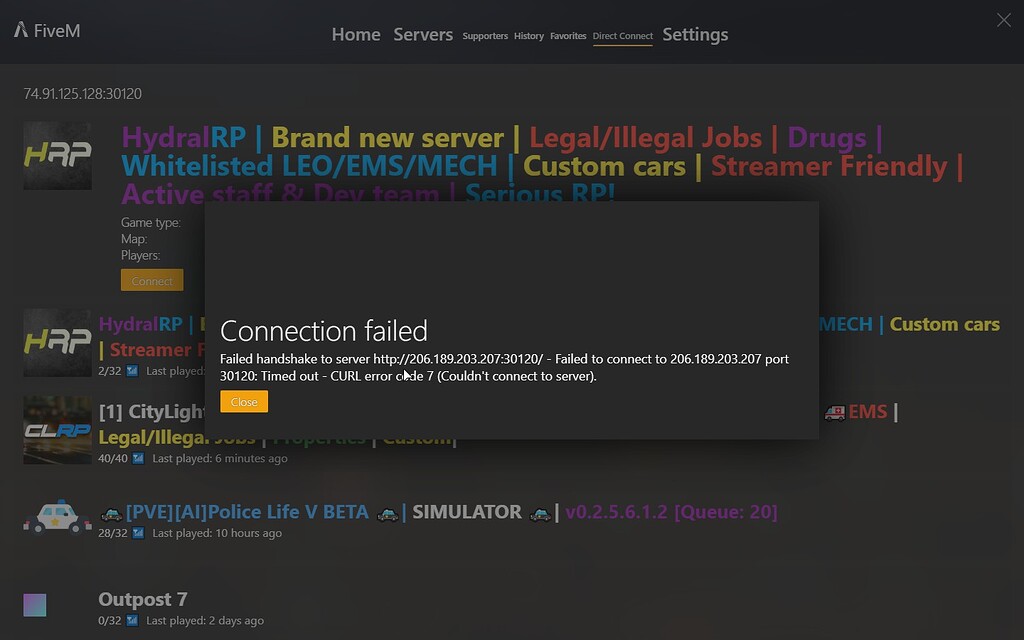 Wont handshake with my main server error code 7 - FiveM Client Support ...