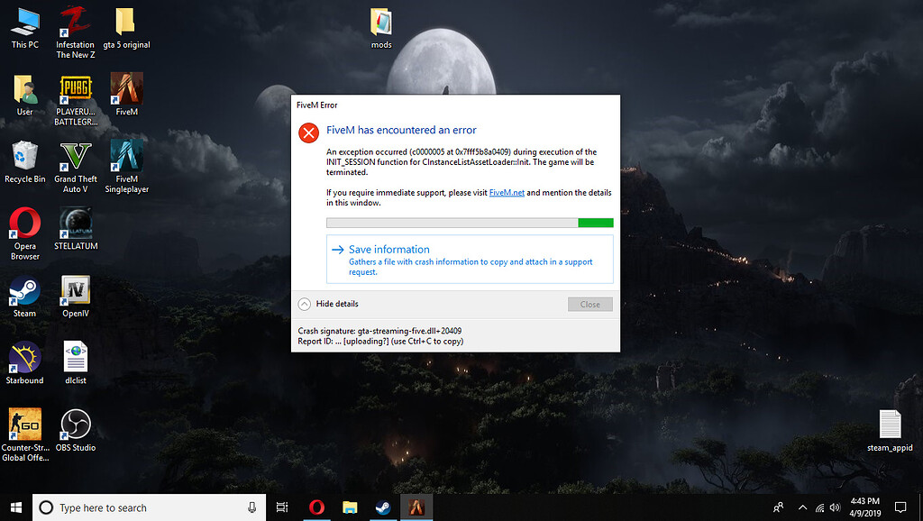 5m Error Code HELP! FIVEM WONT WORK keeps giving me a error of c0000005 at ...