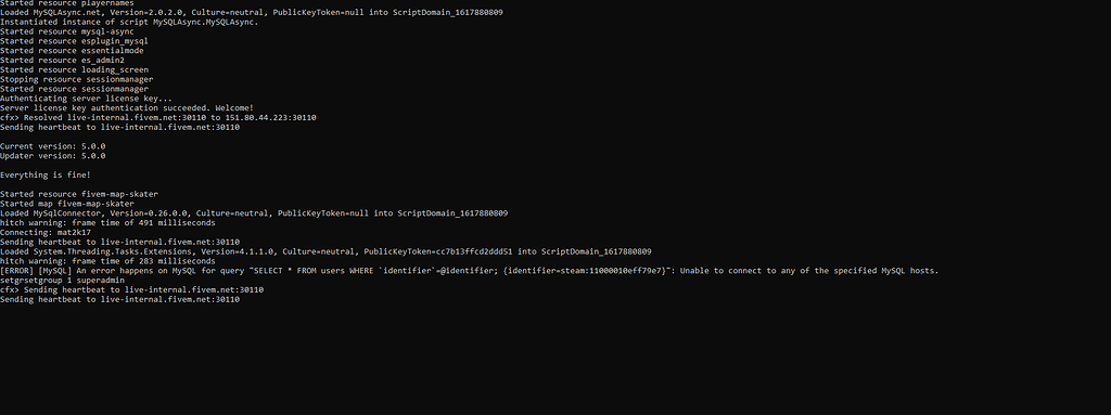 Error with mysql - Server Discussion - Cfx Forum