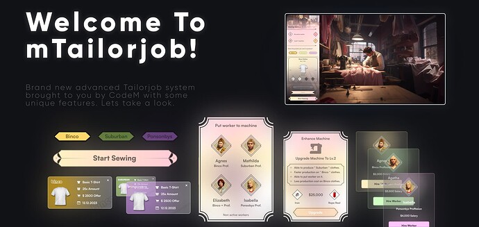 CodeM mTailorjob ESX QB (Advanced Tailorjob System) thumbnail 3