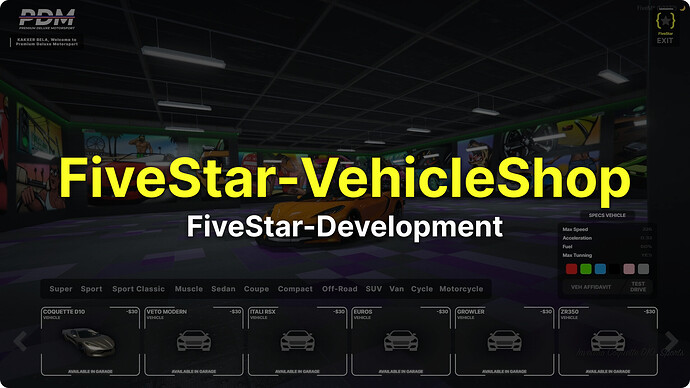 FiveStar-VehicleShop [ESX] [QB] Thumbnail