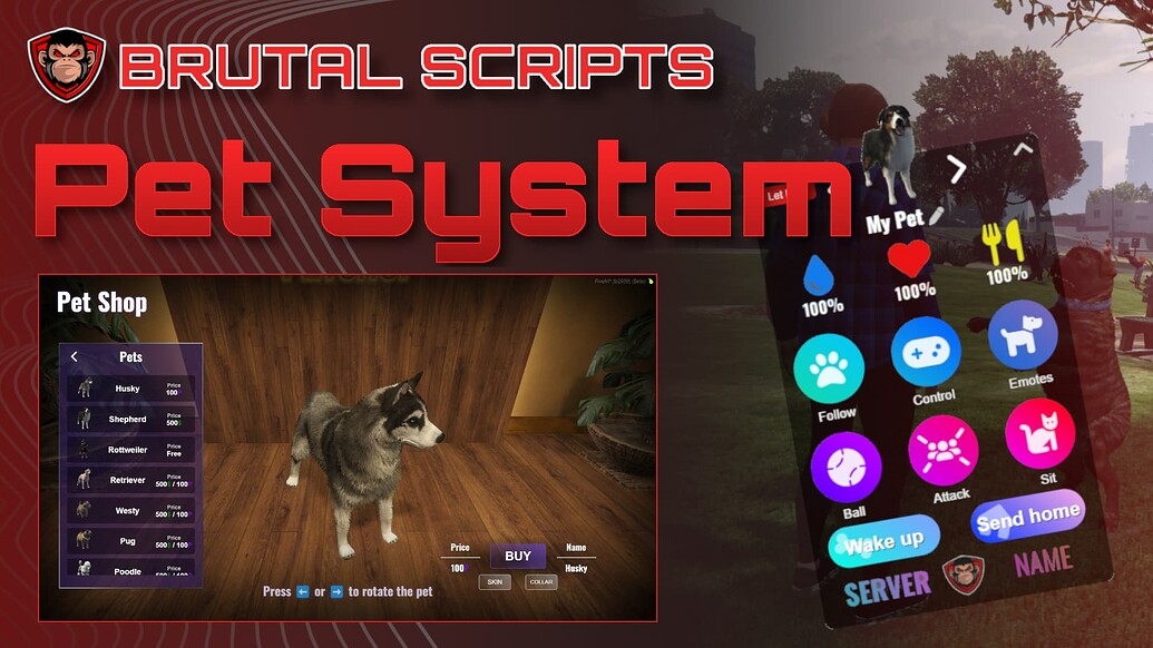 Pet System+K9 [ESX & QB] Brutal Scripts - FiveM Releases - Cfx.re Community