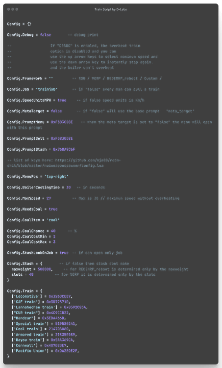 Train Script - [RSG / VORP / RedEM-RP / Custom] - RedM Releases - Cfx Forum