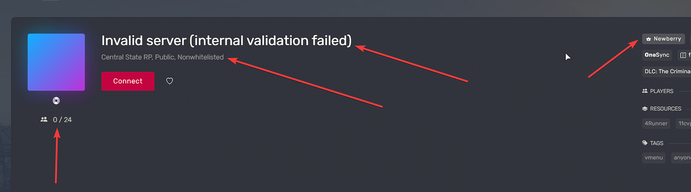 Invalid server (internal validation failed) - Server Discussion - Cfx Forum