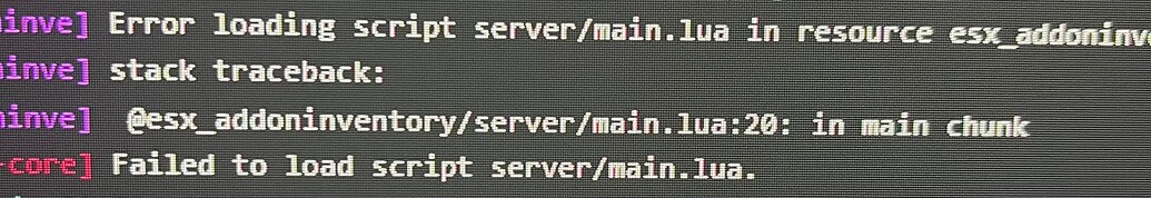 Failed to load script server/main.lua - Discussion - Cfx Forum