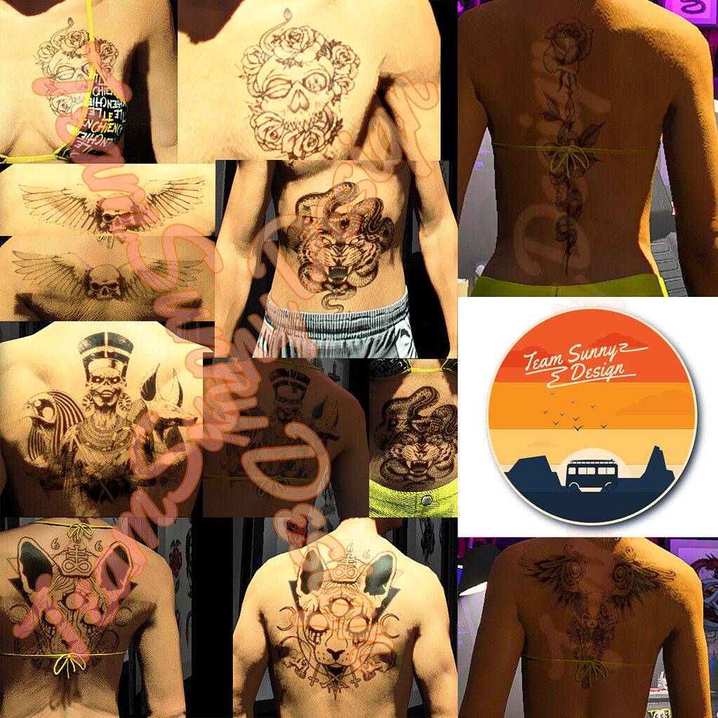 [RELEASE][PAID] Retextured pack of 7 tattoo Women & Men [OPTIMISATION ...
