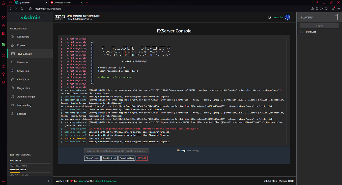 Export sql database error - Server Discussion - Cfx.re Community