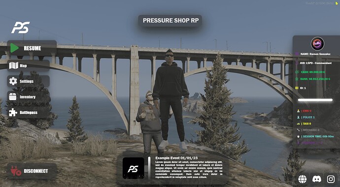 [ESX/QB] Ps-pausemenu with many options, functionalities and live character preview Thumbnail