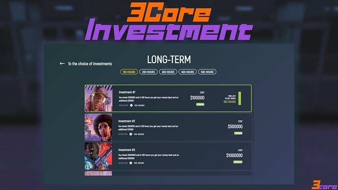 [PAID] [QBCore & ESX] 3Core Investments Thumbnail