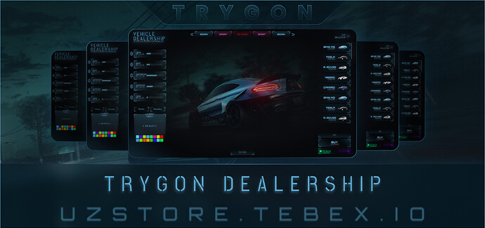 [ESX - QBCore] Trygon Vehicle Shop | RGB - Color Selection | Car Shop | Air Shop | Sea Shop | Simple Configuration Thumbnail