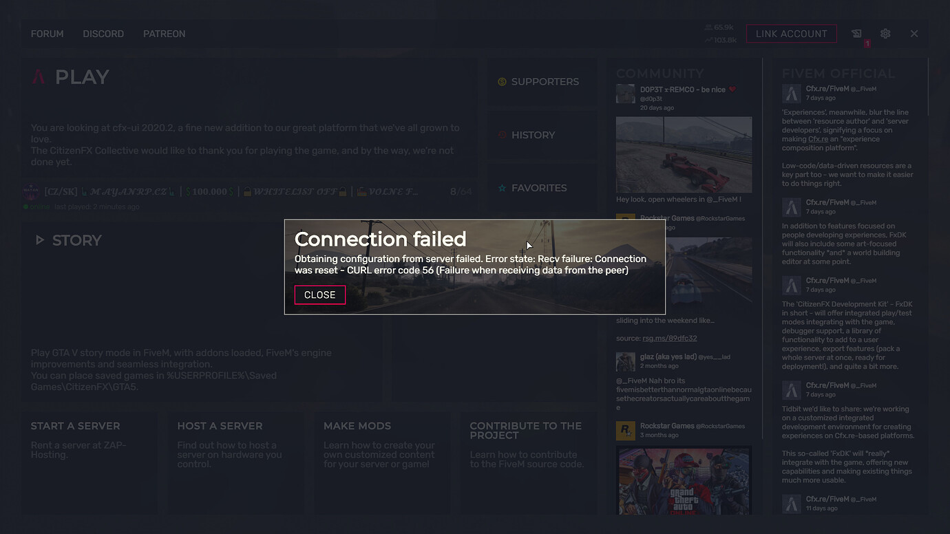 Connection was reset CURL code error 56 - Page 2 - FiveM Client Support ...