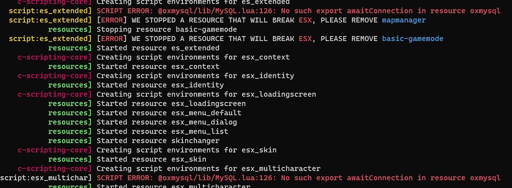 Good I have errors in oxmysql - Resource Support - Cfx.re Community