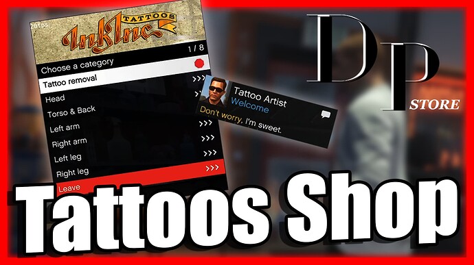 [ESX/QBCore] Tattoo Shops - DeeP-Scripts [RageUI - GABZ-TATTOO COMPATIBLE] Thumbnail