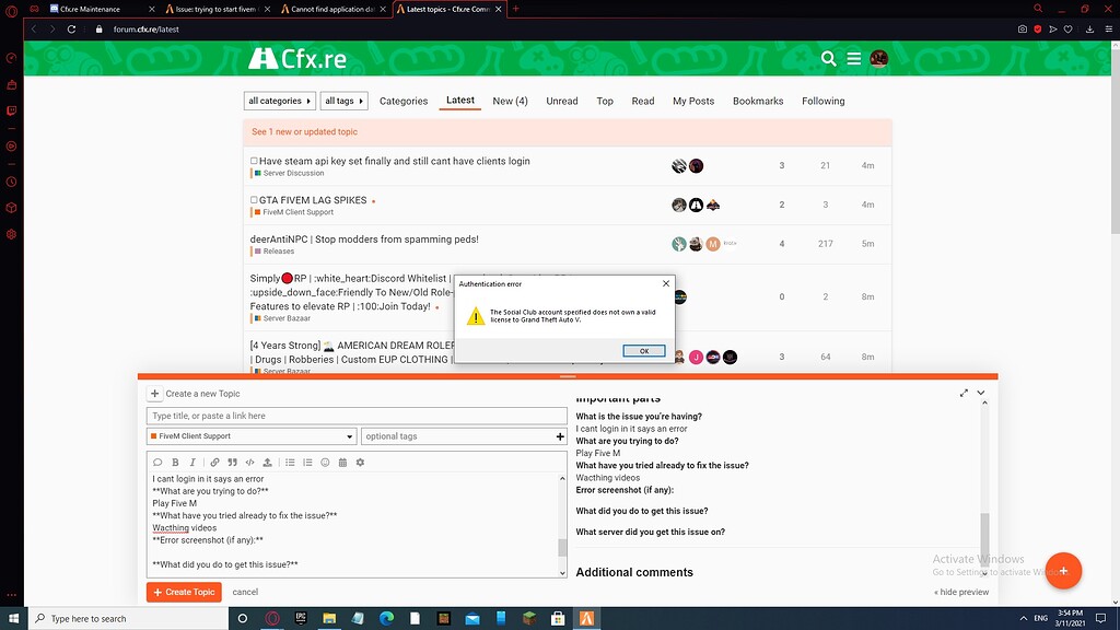 Five M issue - FiveM Client Support - Cfx Forum