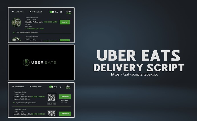 [paid] UBER EATS Delivery - QBCore & ESX Thumbnail