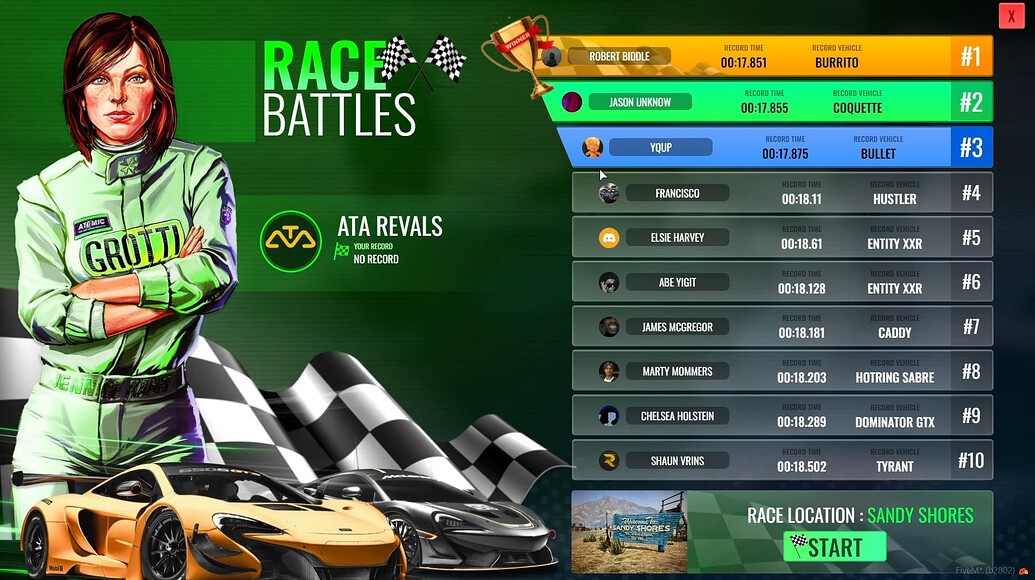 🏁[ESX][QB CORE] Race System - Race For Best Time [PAID] - FiveM ...