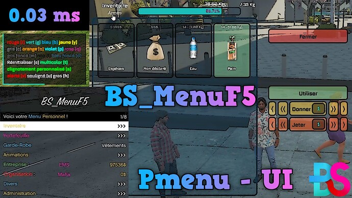  [PAID] BS_MenuF5 (Personal Menu | Administration Menu | Inventory UI) Thumbnail