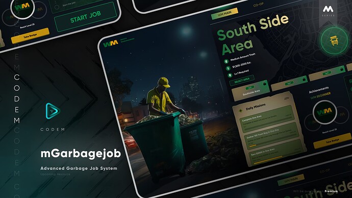 CodeM mGarbagejob (Advanced Co-Op or Single Job System) ESX QB Thumbnail