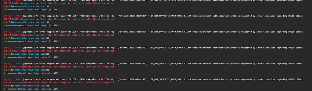 Client does not support authentication protocol requested by server ...