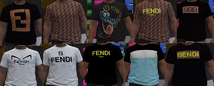[REALEASE][PAID] Best Designer Fendi Male Clothing Pack (10 T-Shirts) (10 Crew Neck Sweaters) HD [OPTIMISATION] thumbnail 2
