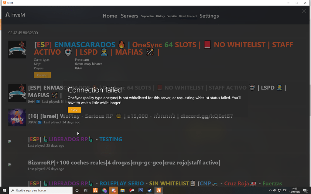 I have one problem to OneSync - FiveM Client Support - Cfx.re Community