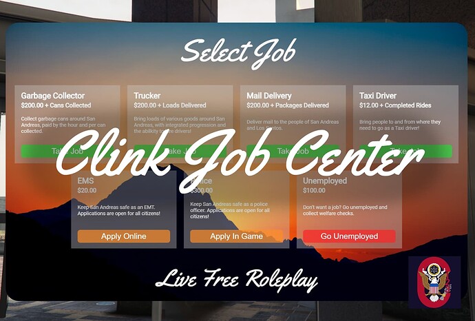 [PAID] [ESX] Clink Job Center - Auto Grades, Integrated Apps, and Discord Perms Thumbnail