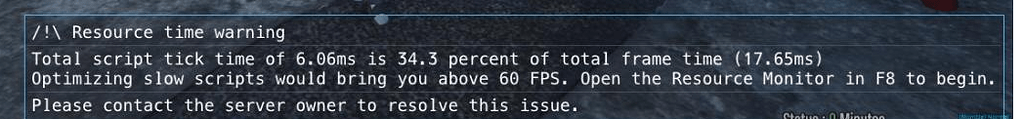 Resource time warning- Total Script tick problem - Discussion - Cfx Forum