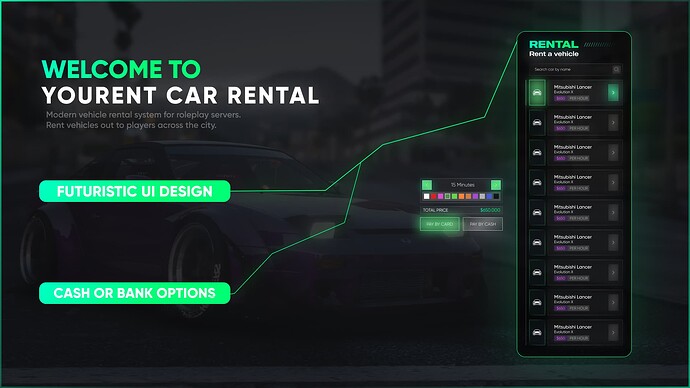 [PAID] [QB/ESX] - Car Rental System (Modern & Futuristic UI) thumbnail 2