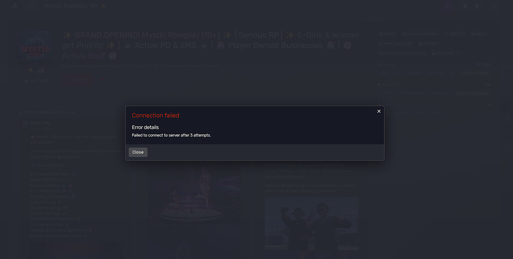 Unable to join any servers - FiveM Client Support - Cfx Forum