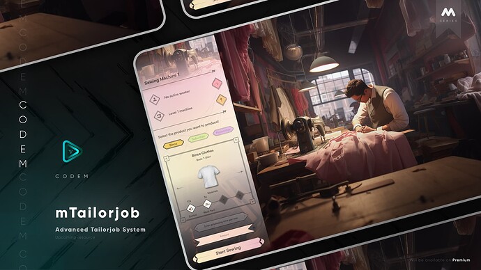 CodeM mTailorjob ESX QB (Advanced Tailorjob System) Thumbnail