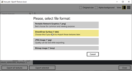 OpenIV Export DDS