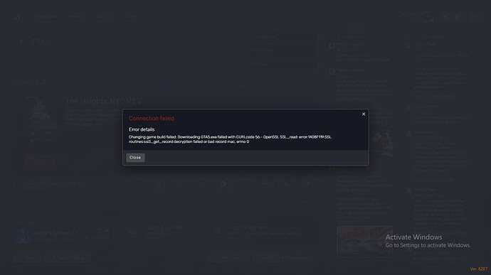 I tried to join a server and it CURLcode 56 - FiveM Client Support ...