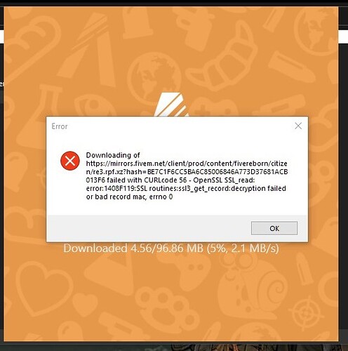 fivem update error