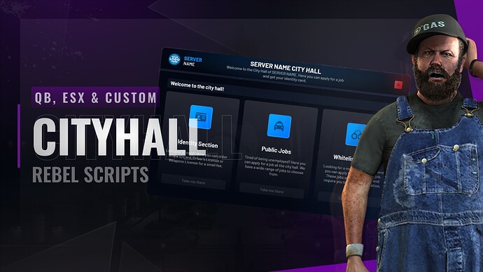 Rebel Cityhall | Advanced Cityhall Script [QB / ESX / QBOX / CUSTOM] Thumbnail