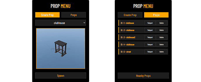 Prop Menu