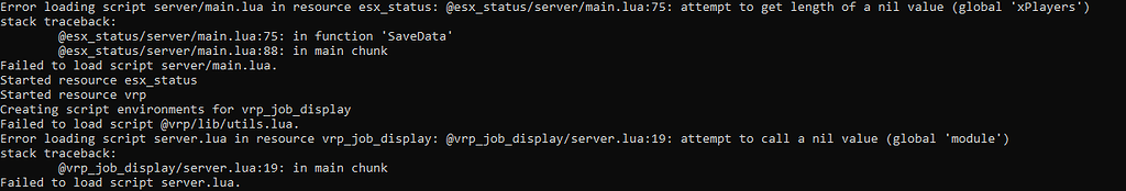 Error loading script esx_status/server/main.lua attempt to get length ...