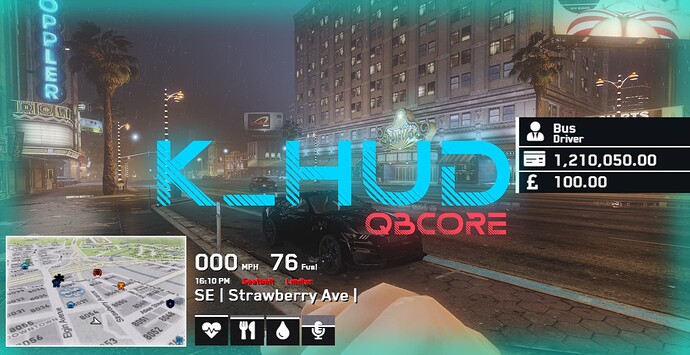 [QB] K_HUD | QBCore Hud | UK/US Thumbnail