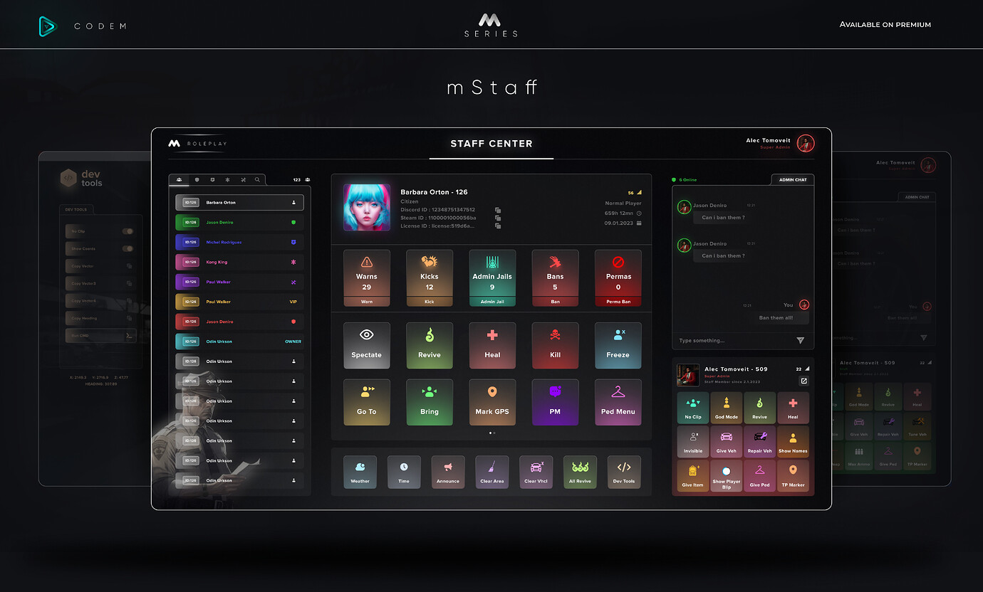 CodeM mStaff - Admin Menu ( Advanced Admin System ) - FiveM Releases ...
