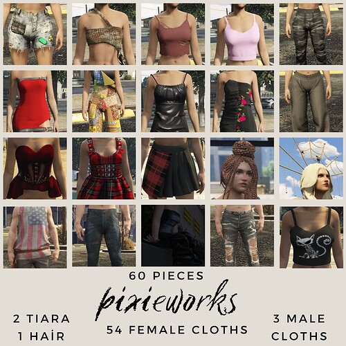 PixieMixClothesBundle for Fivem. (60 pieces) Thumbnail
