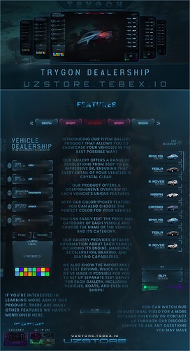 [ESX - QBCore] Trygon Vehicle Shop | RGB - Color Selection | Car Shop | Air Shop | Sea Shop | Simple Configuration thumbnail 3