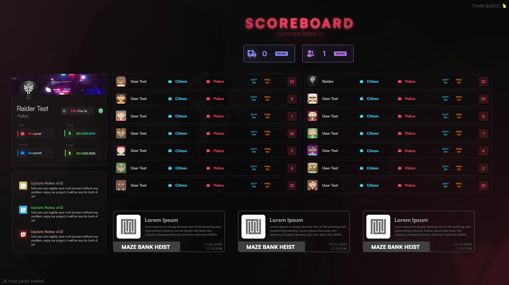[ESX / QBCore] Eyes Scoreboards Responsive and fast UI - Releases - Cfx ...