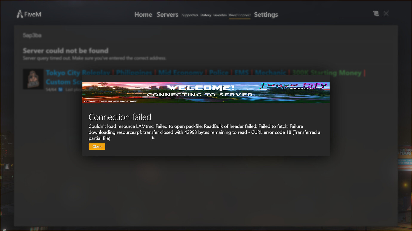 Five m Couldn't load resource / Can't connect to the server - FiveM ...