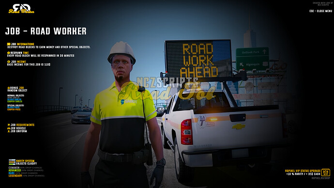 [PAID] [QBCore / ESX / Standalone] ROAD WORKER JOB + UI + CAR by NCZ SCRIPTS [SECURED] Thumbnail
