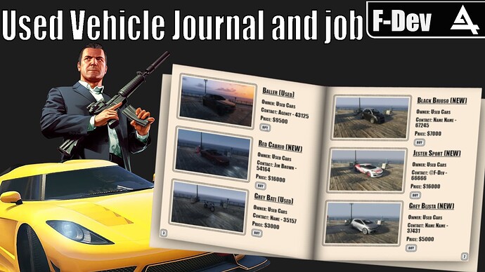 [ESX/QBCore] [PAID] Used Vehicles Job with Journal UI Thumbnail