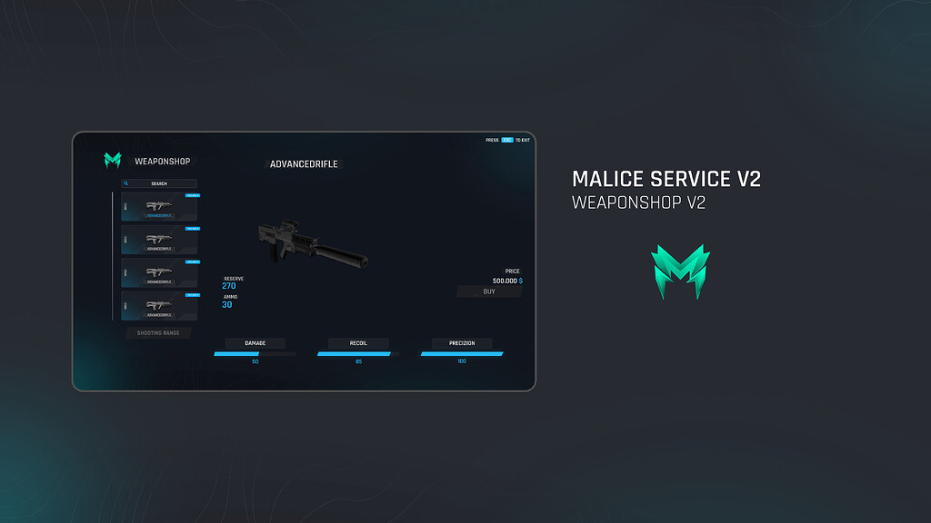Esx Paid Malice Weaponshop V2 Fivem Releases Cfx Re Community Esx Paid Malice Weaponshop V2 Fivem Releases Cfx Re Community