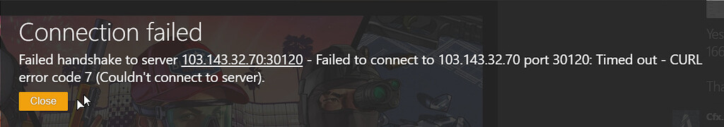 I can't enter any server, CURL error code 7 - FiveM Client Support ...