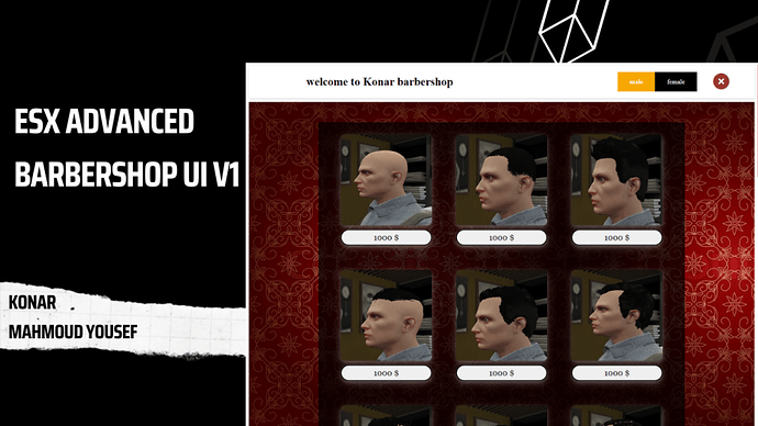 [realease][paid] Esx Advanced barbershop ui v1.2 thumbnail 2