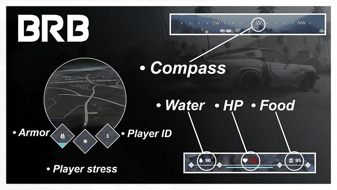 🧮 BRB Hud [ESX/QB] - Modern Hud, Oval Map, Speedometer, Compass thumbnail 3